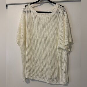 Cream Knit Mesh Sweater